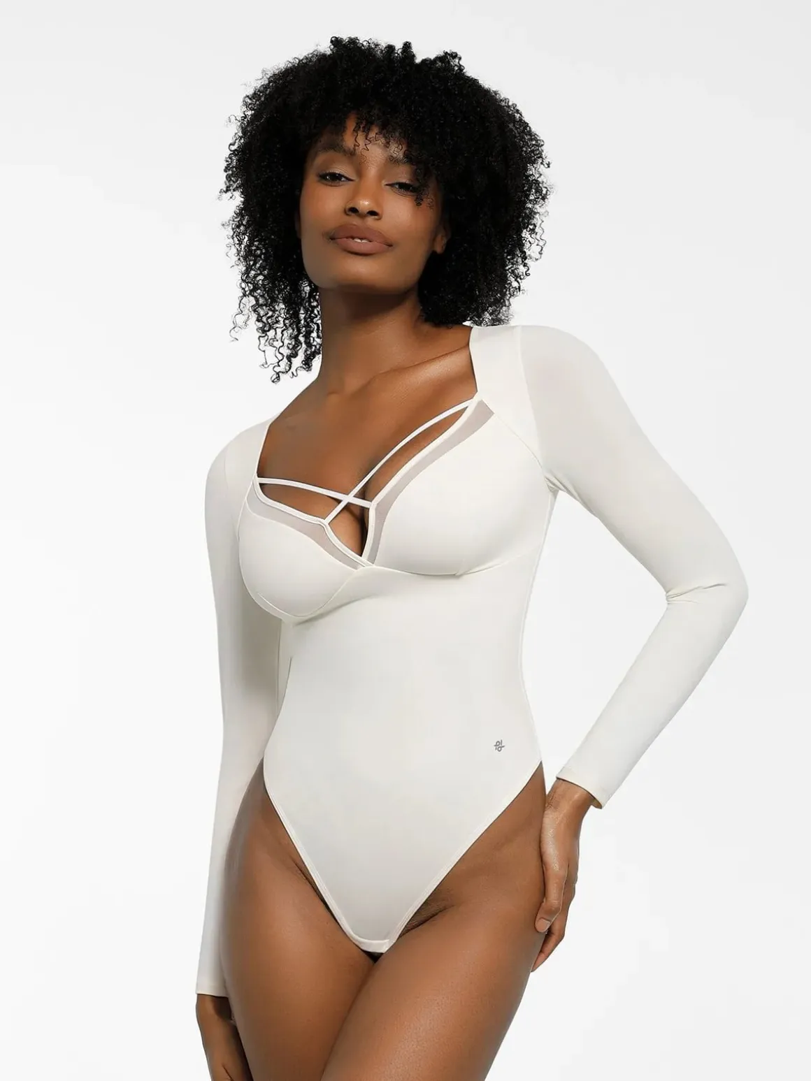 Shapewear Long Sleeve Mesh Inset Tummy Control Bodysuit