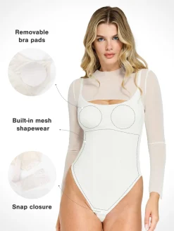 Shapewear Long Sleeve Mesh Shrug Sculpting Bodysuit Set