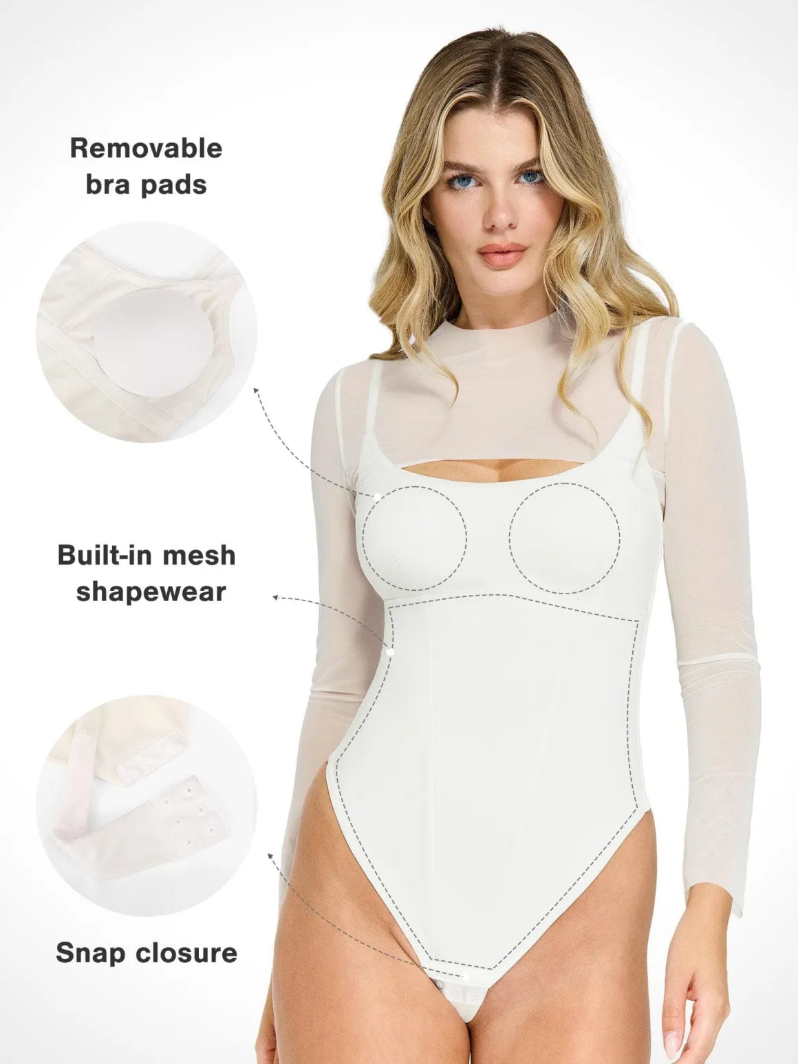 Shapewear Long Sleeve Mesh Shrug Sculpting Bodysuit Set