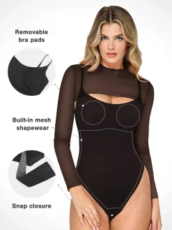 Shapewear Long Sleeve Mesh Shrug Sculpting Bodysuit Set