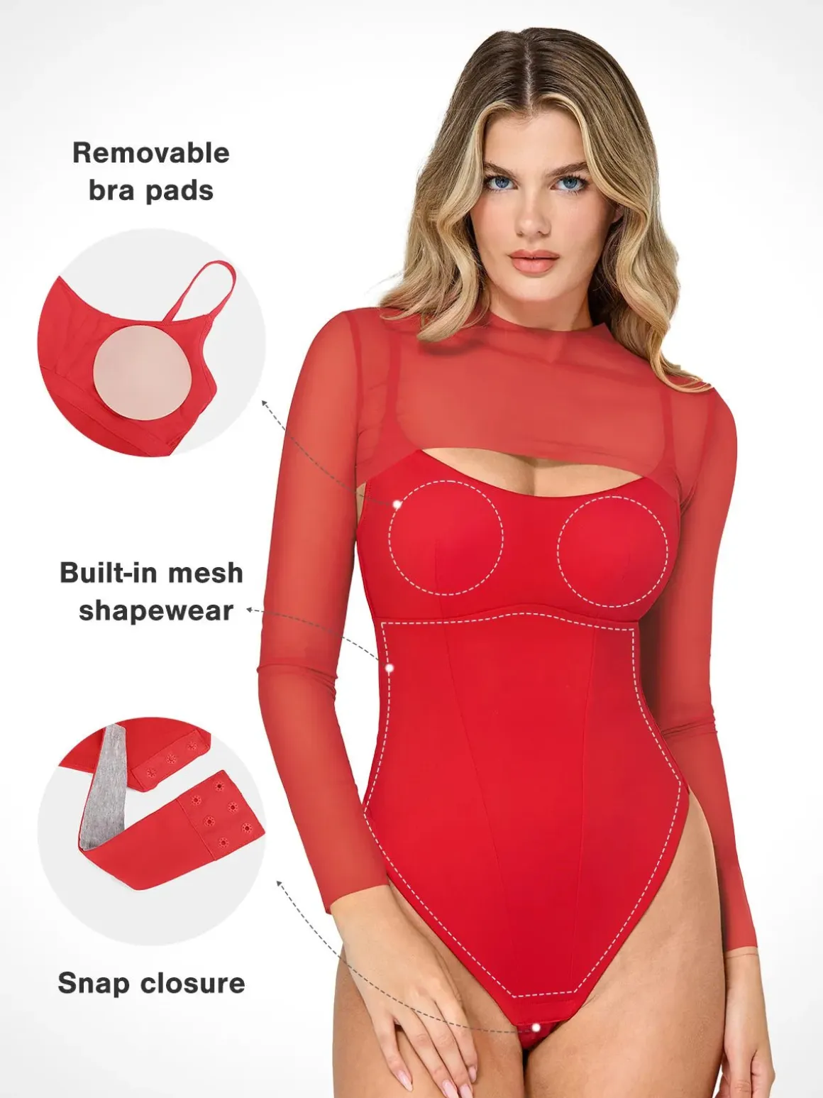 Shapewear Long Sleeve Mesh Shrug Sculpting Bodysuit Set