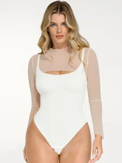 Shapewear Long Sleeve Mesh Shrug Sculpting Bodysuit Set