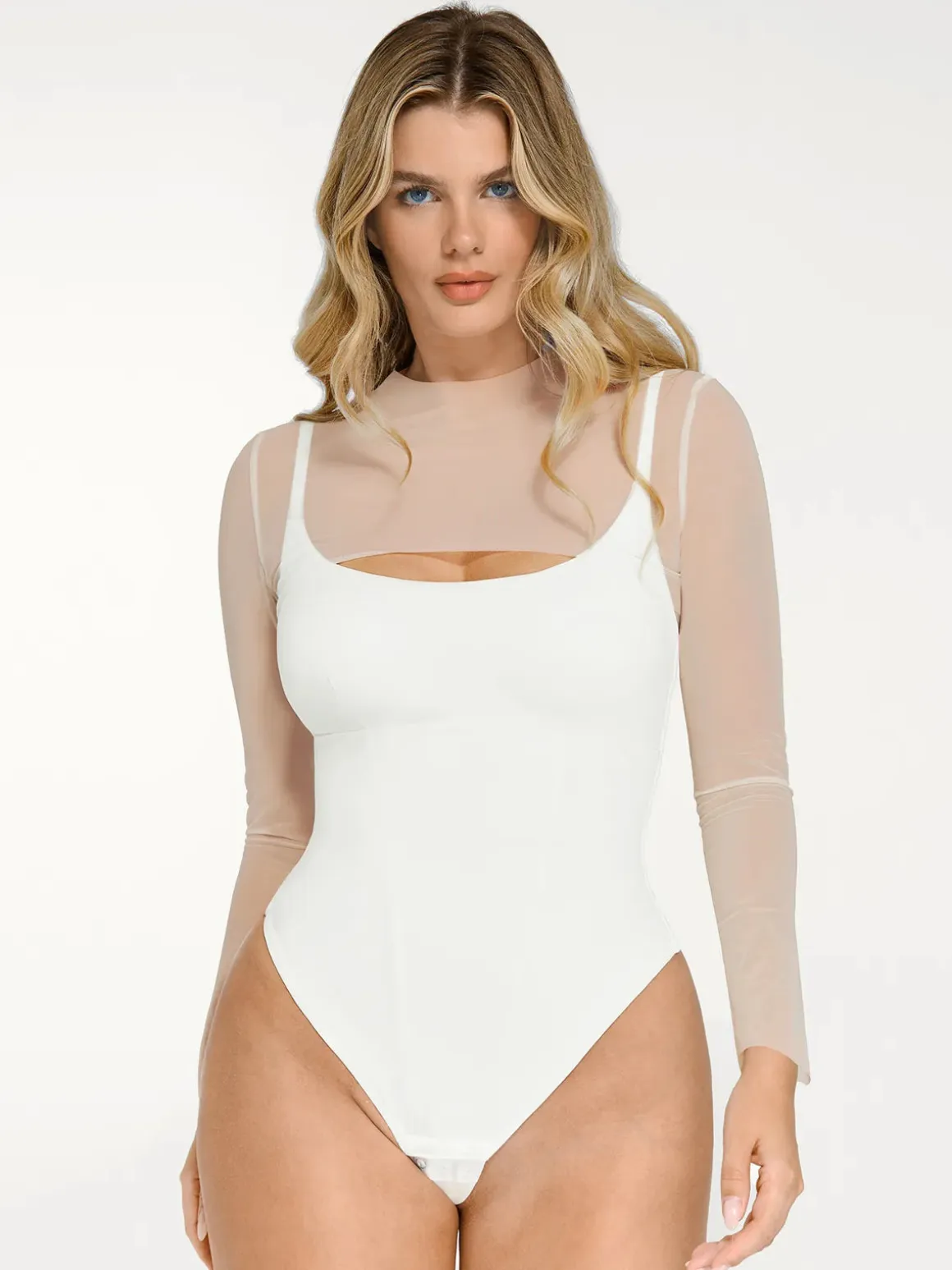 Shapewear Long Sleeve Mesh Shrug Sculpting Bodysuit Set
