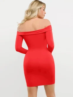 Shapewear Long Sleeve Off-the-Shoulder Bodycon Mini Dress