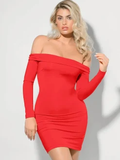 Shapewear Long Sleeve Off-the-Shoulder Bodycon Mini Dress