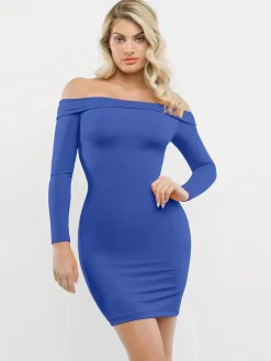 Shapewear Long Sleeve Off-the-Shoulder Bodycon Mini Dress