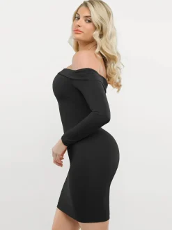 Shapewear Long Sleeve Off-the-Shoulder Bodycon Mini Dress