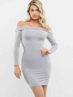 Shapewear Long Sleeve Off-the-Shoulder Bodycon Mini Dress