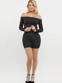 Shapewear Long Sleeve Off-the-Shoulder Bodycon Mini Dress