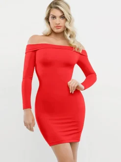 Shapewear Long Sleeve Off-the-Shoulder Bodycon Mini Dress