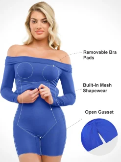Shapewear Long Sleeve Off-the-Shoulder Bodycon Mini Dress