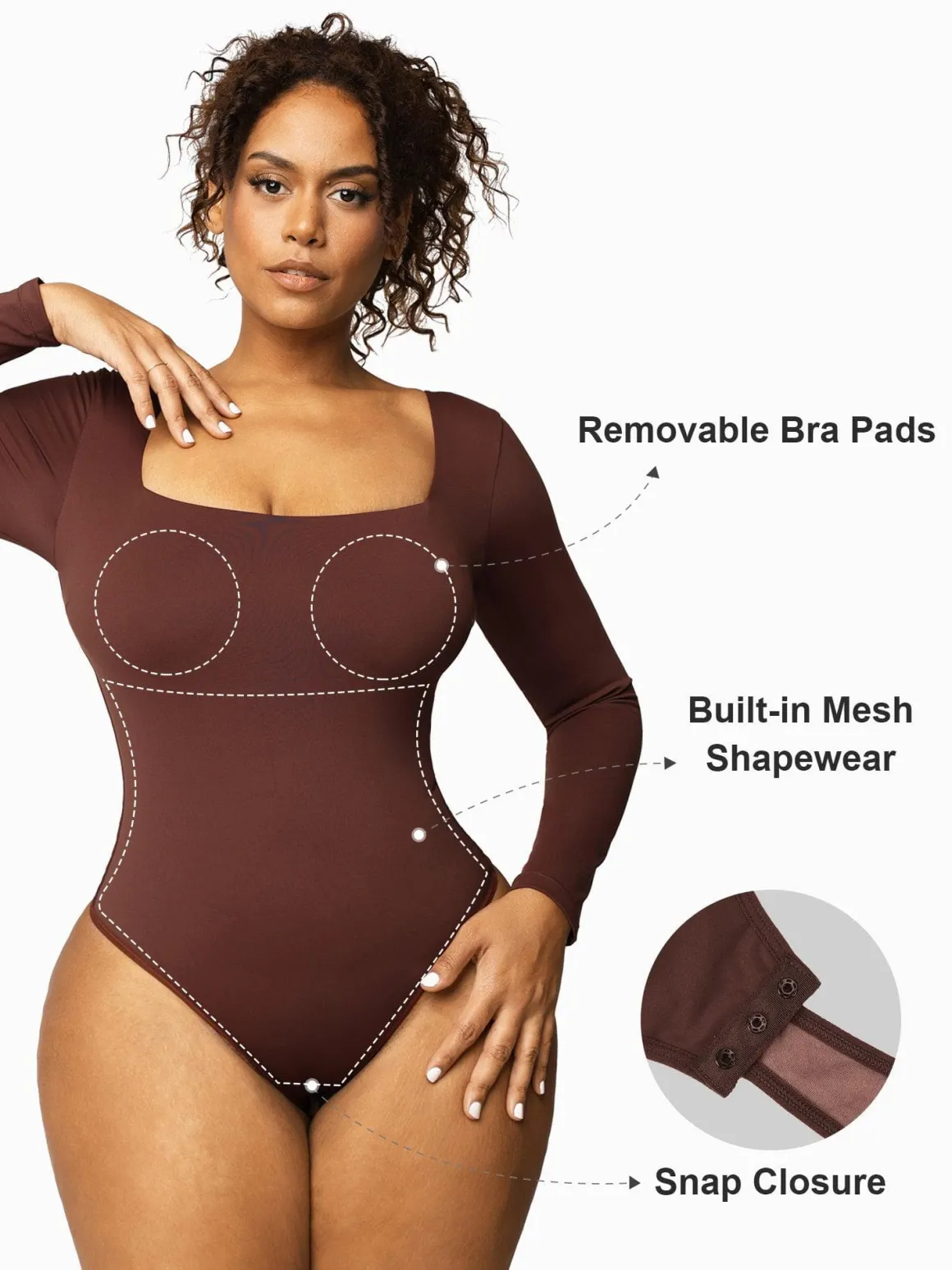 Shapewear Long Sleeve Sculpting Bodysuit Leather Midi Skirt Set