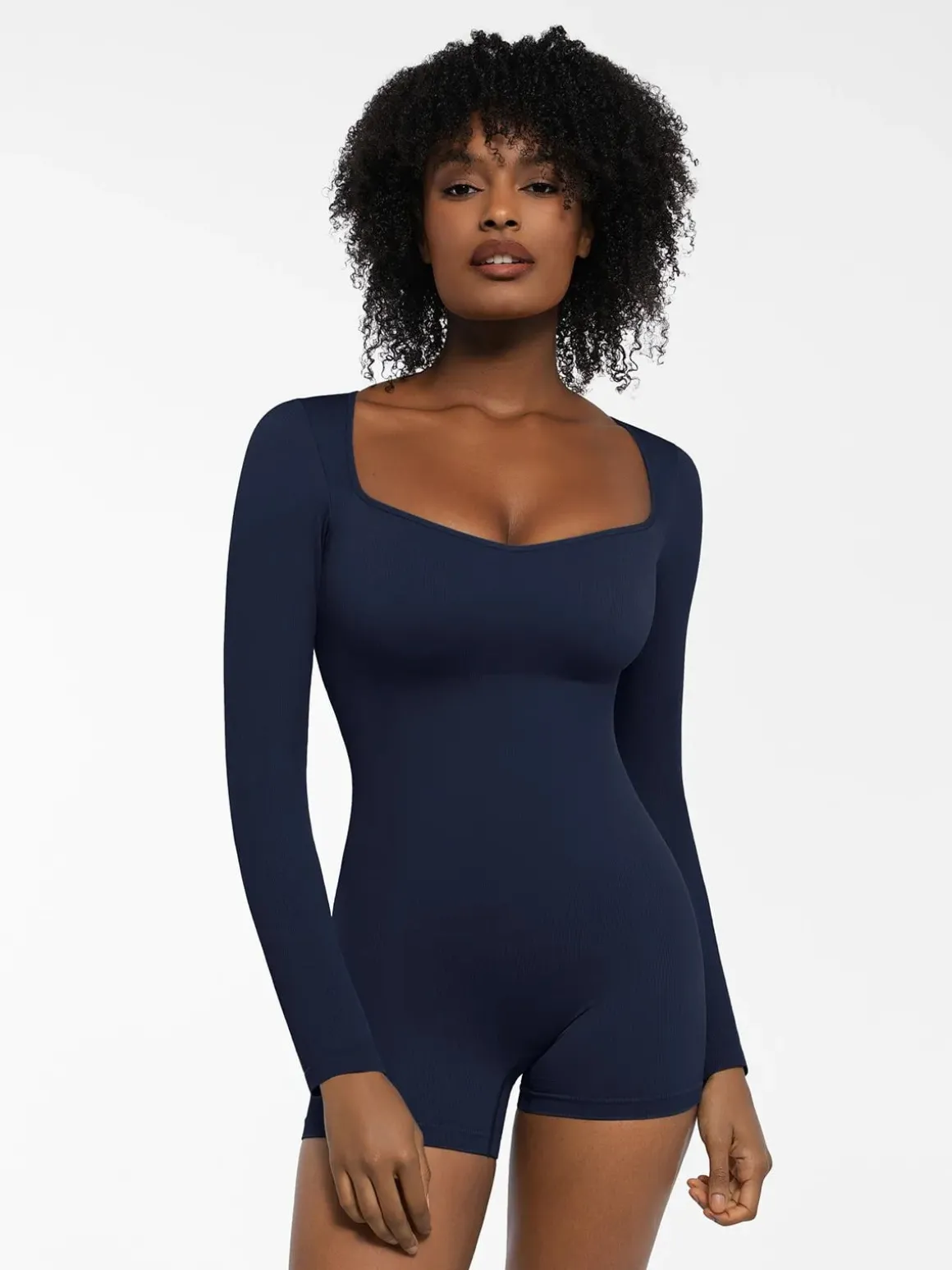 Shapewear Long Sleeve Sweetheart Neck Tummy Control Romper