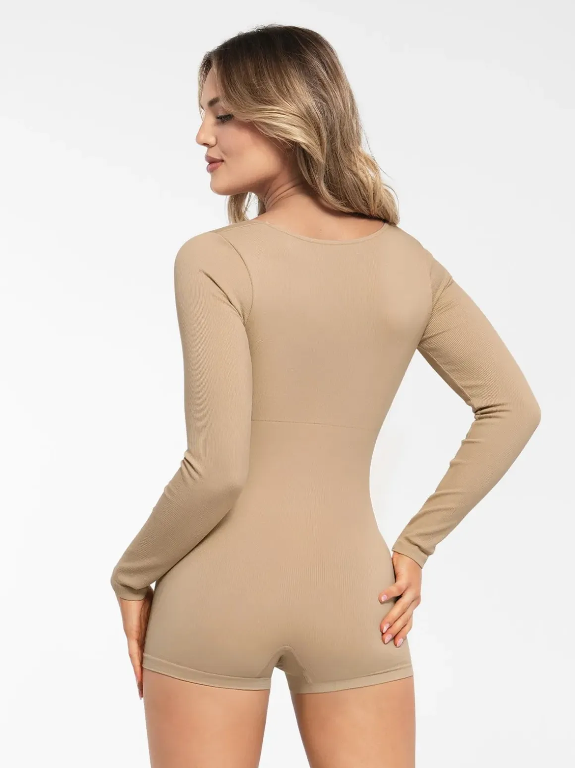 Shapewear Long Sleeve Sweetheart Neck Tummy Control Romper