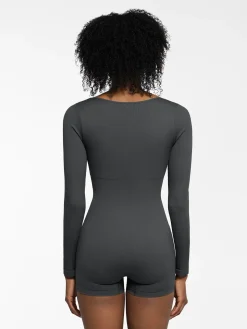 Shapewear Long Sleeve Sweetheart Neck Tummy Control Romper