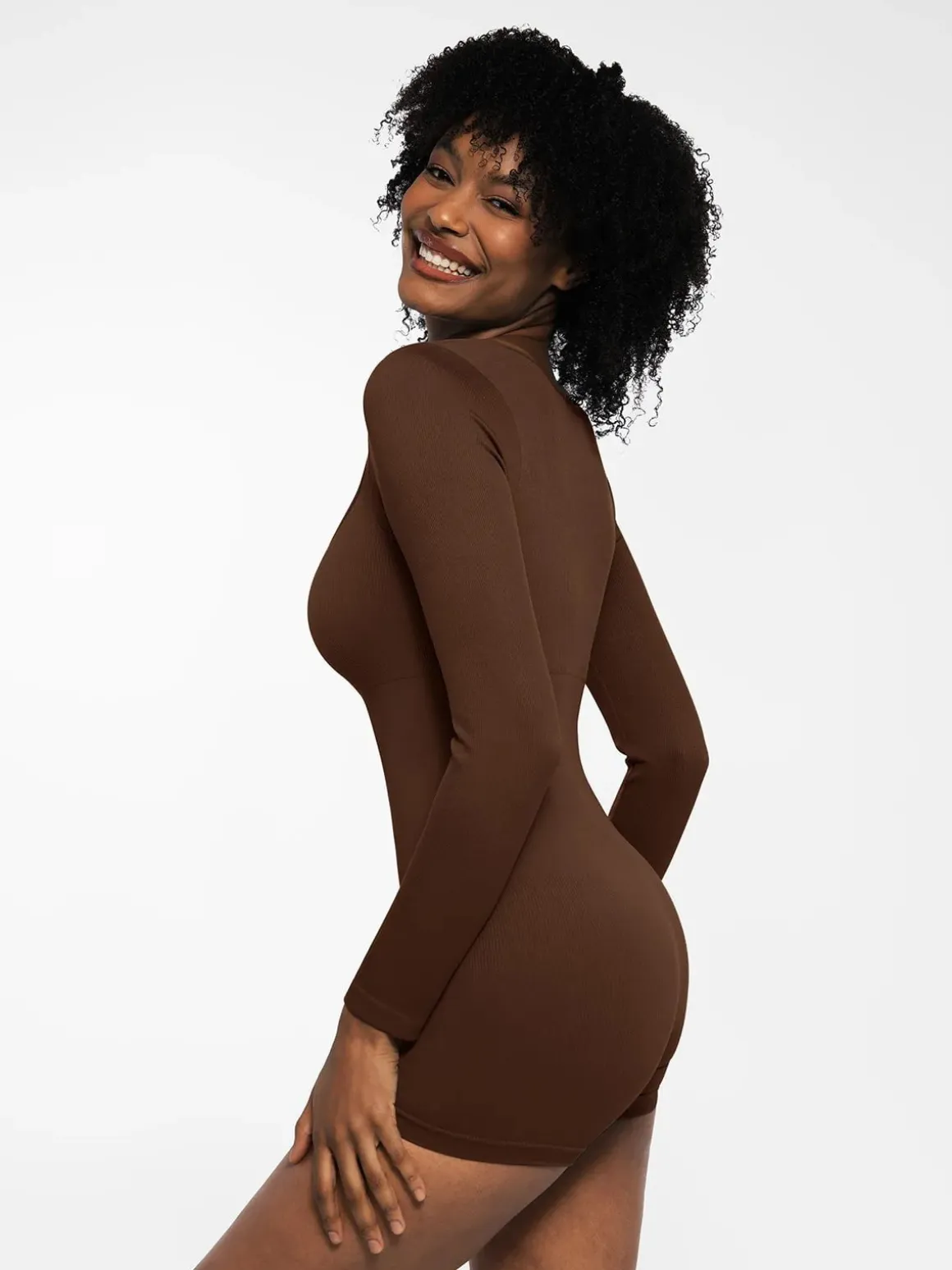 Shapewear Long Sleeve Sweetheart Neck Tummy Control Romper