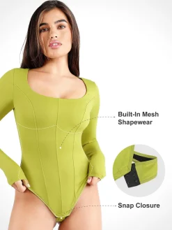 Shapewear Long Sleeve Tummy Control Thong Bodysuit