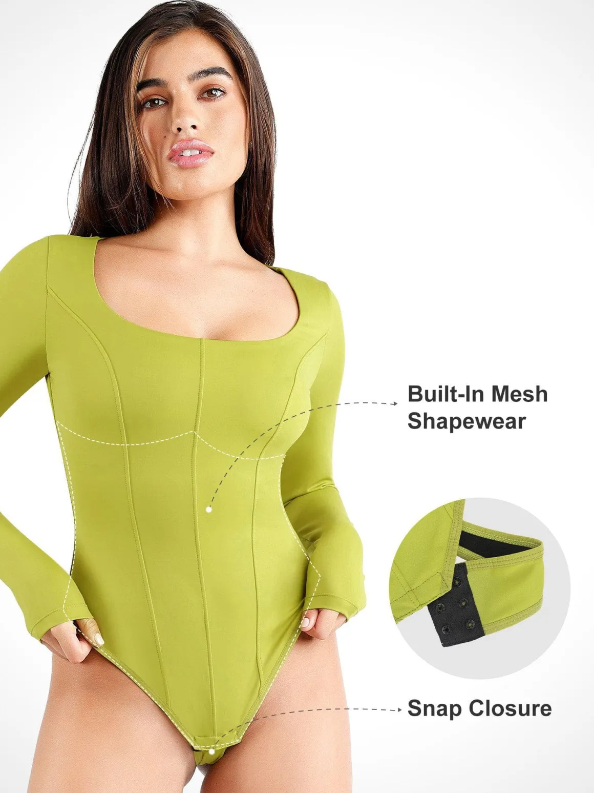 Shapewear Long Sleeve Tummy Control Thong Bodysuit