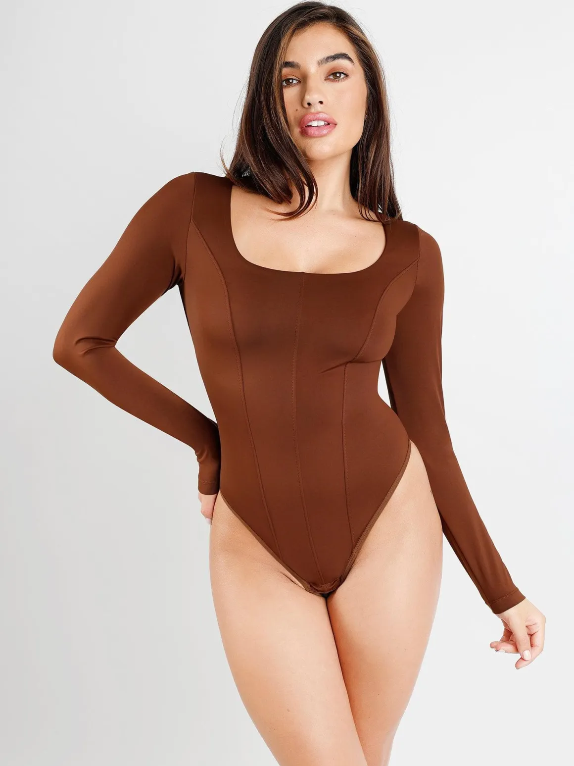 Shapewear Long Sleeve Tummy Control Thong Bodysuit