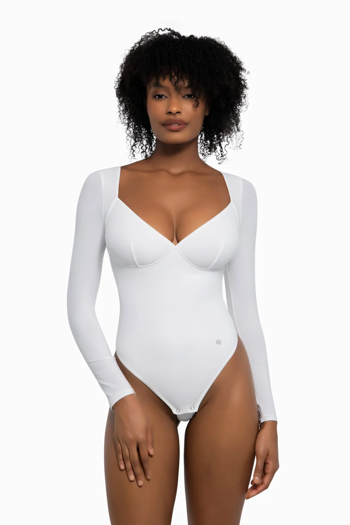 Shapewear Long Sleeve Tummy Control V Neck Bodysuit