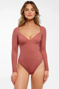 Shapewear Long Sleeve Tummy Control V Neck Bodysuit