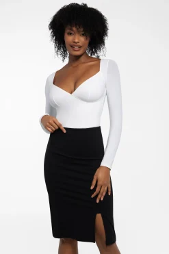 Shapewear Long Sleeve Tummy Control V Neck Bodysuit