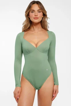 Shapewear Long Sleeve Tummy Control V Neck Bodysuit