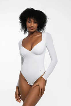 Shapewear Long Sleeve Tummy Control V Neck Bodysuit