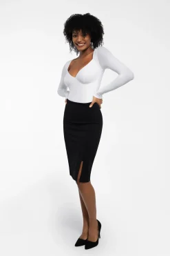 Shapewear Long Sleeve Tummy Control V Neck Bodysuit
