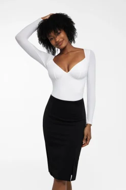Shapewear Long Sleeve Tummy Control V Neck Bodysuit