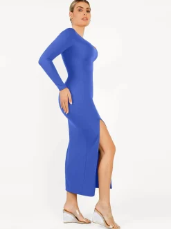 Shapewear Long Sleeve V-Neck Low Back Slimming Maxi Dress