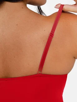 Shapewear Mesh Corset Panel Built-In Sculpting Midi Dress
