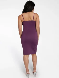 Shapewear Mesh Corset Panel Built-In Sculpting Midi Dress