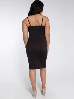 Shapewear Mesh Corset Panel Built-In Sculpting Midi Dress