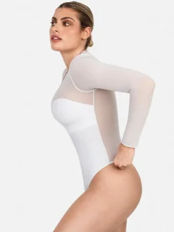Shapewear Mesh Long Sleeve V-Back Slimming Maxi Dress