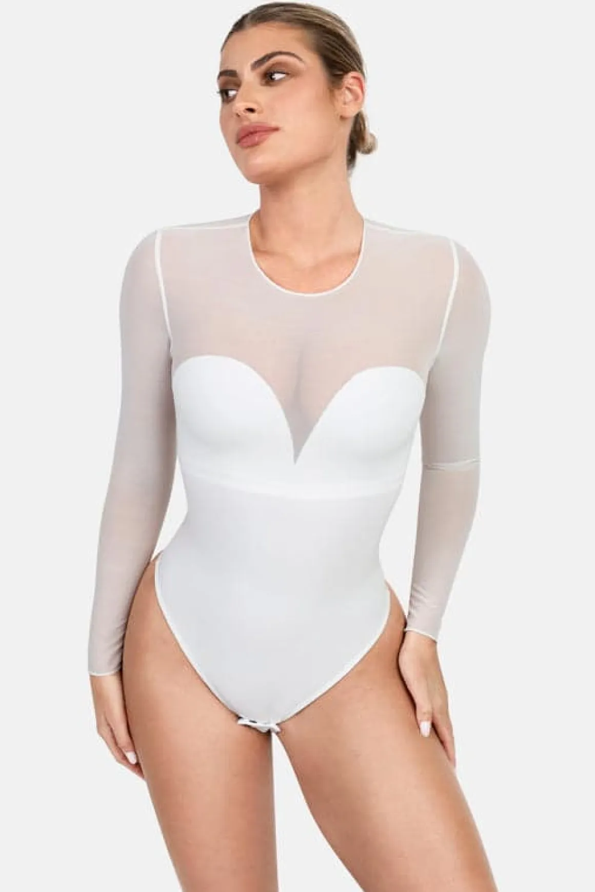 Shapewear Mesh Long Sleeve V-Back Slimming Maxi Dress