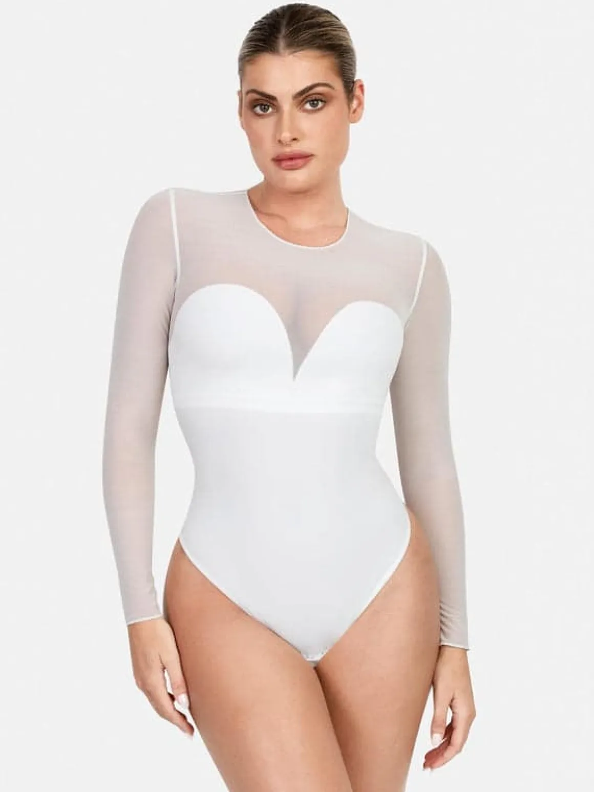 Shapewear Mesh Long Sleeve V-Back Slimming Maxi Dress