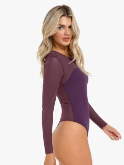 Shapewear Mesh Long Sleeve V-Back Slimming Maxi Dress