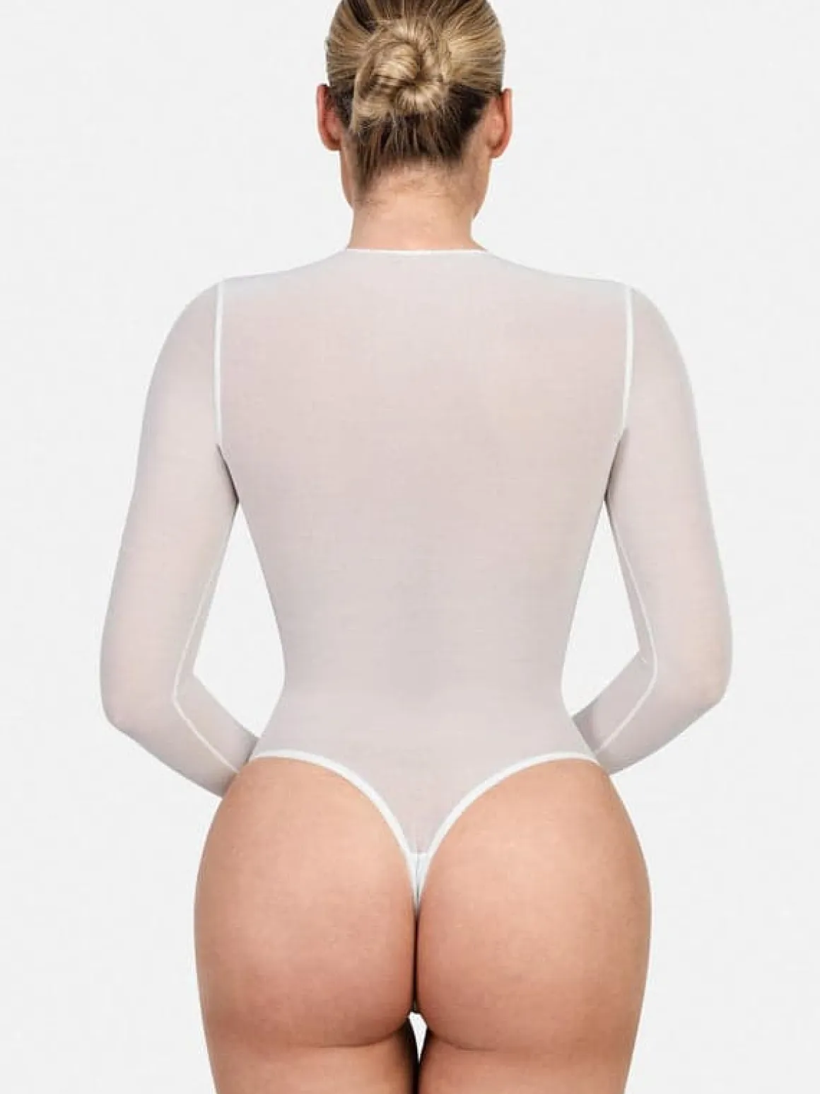 Shapewear Mesh Long Sleeve V-Back Slimming Maxi Dress