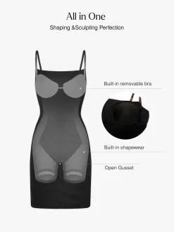 Shapewear Mesh Tummy Control Adjustable Strap Slip Dress