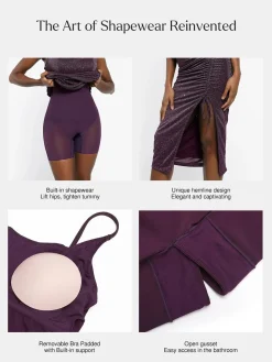 Shapewear Metallic Knit Bodycon Sculpting Midi Slip Dress