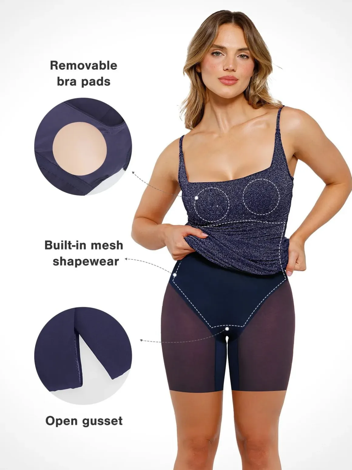Shapewear Metallic Knit Bodycon Sculpting Midi Slip Dress