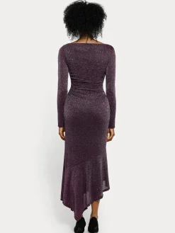 Shapewear Metallic Knit Long Sleeve Slim Mermaid Maxi Dress