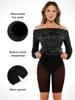 Shapewear Metallic Knit Long Sleeve Slim Mermaid Maxi Dress