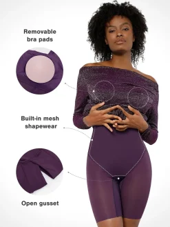 Shapewear Metallic Knit Long Sleeve Slim Mermaid Maxi Dress