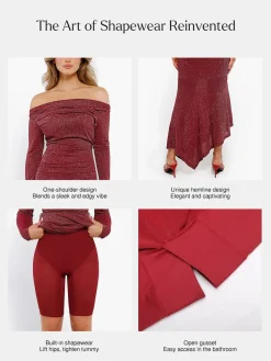 Shapewear Metallic Knit Long Sleeve Slim Mermaid Maxi Dress
