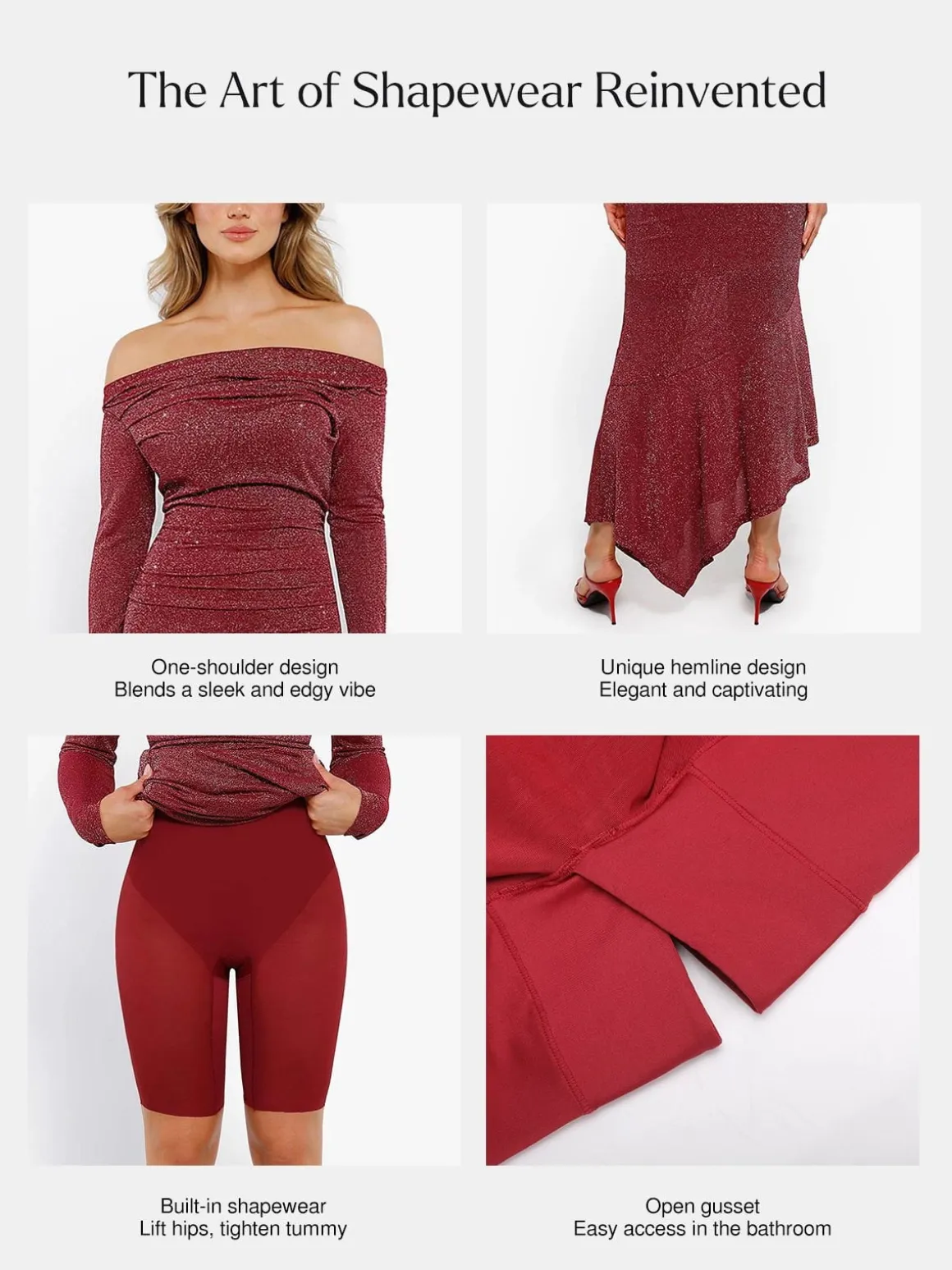 Shapewear Metallic Knit Long Sleeve Slim Mermaid Maxi Dress