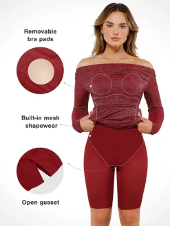 Shapewear Metallic Knit Long Sleeve Slim Mermaid Maxi Dress