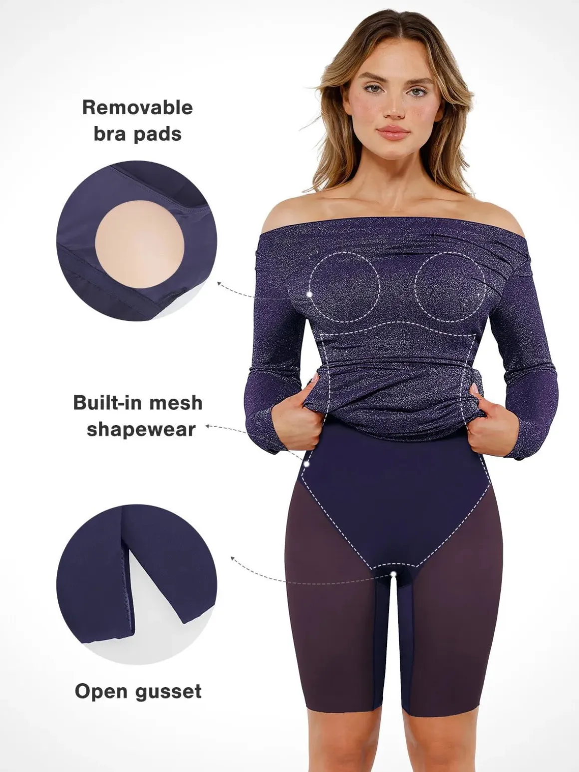 Shapewear Metallic Knit Long Sleeve Slim Mermaid Maxi Dress