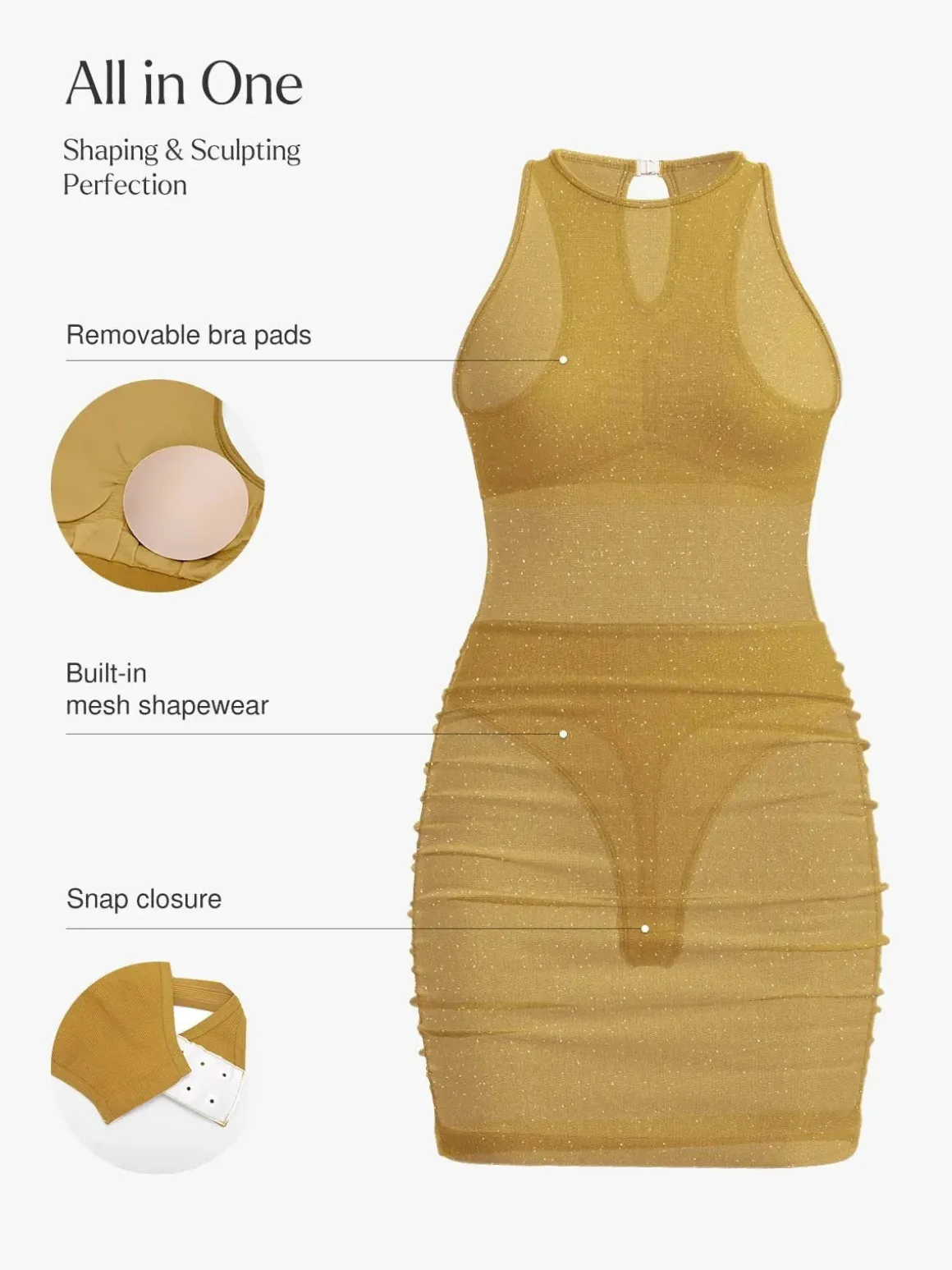 Shapewear Metallic Sculpting Dress
